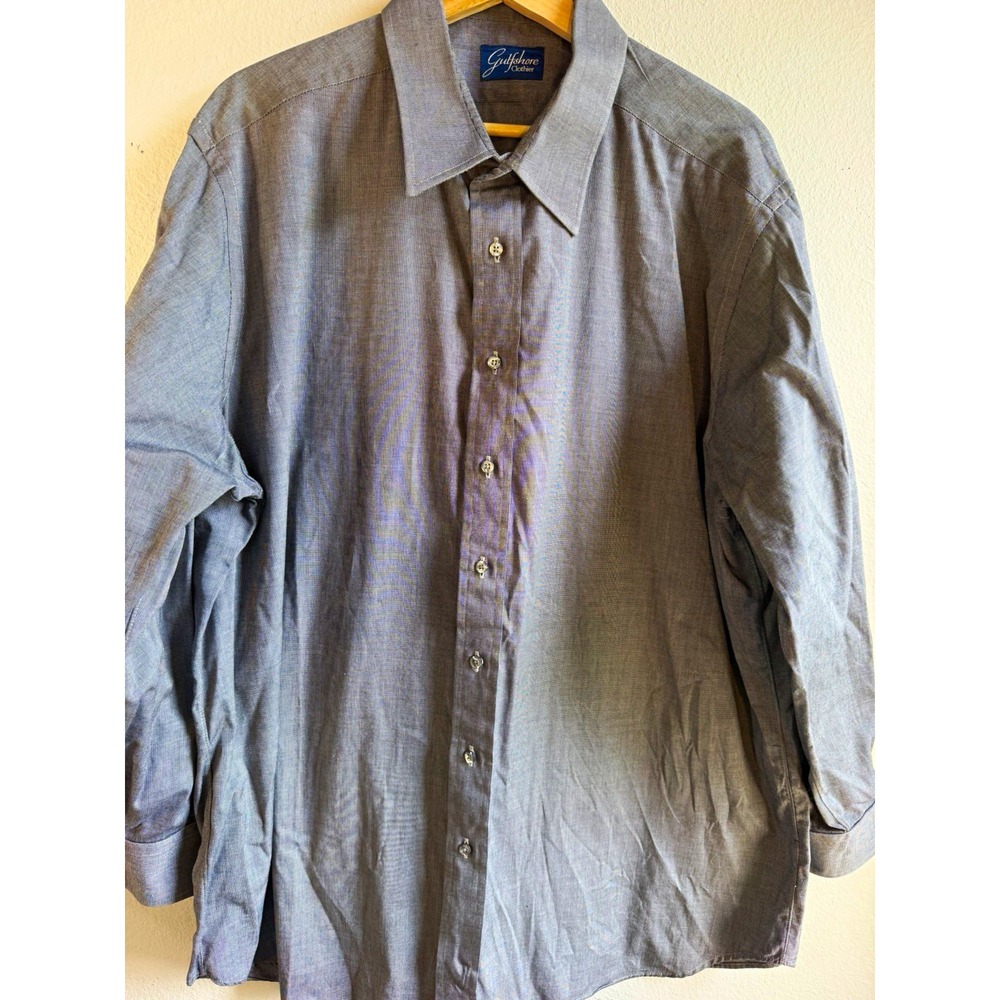 Gulfshore Clothier Men's L 32/33 Solid Gray Regular Fit Cotton Point Collar